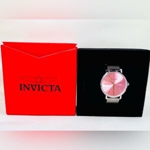Invicta Angel Starlight Unisex Watch 38mm Silver Tone Mesh Band W/Pink Face NIB